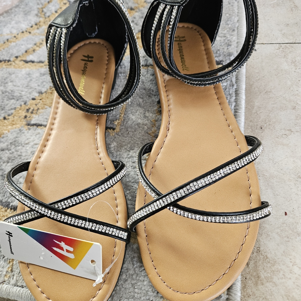 H&M Black Sandals with Rhinestone Straps